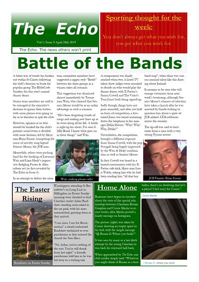 The Echo Issue 9. The weekly newsletter from St Clarets GFC in London. London's best GAA club. A Gaelic football club to be proud of.